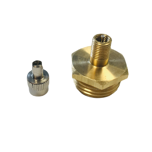 Dwa mosiężne zawory z gwintem