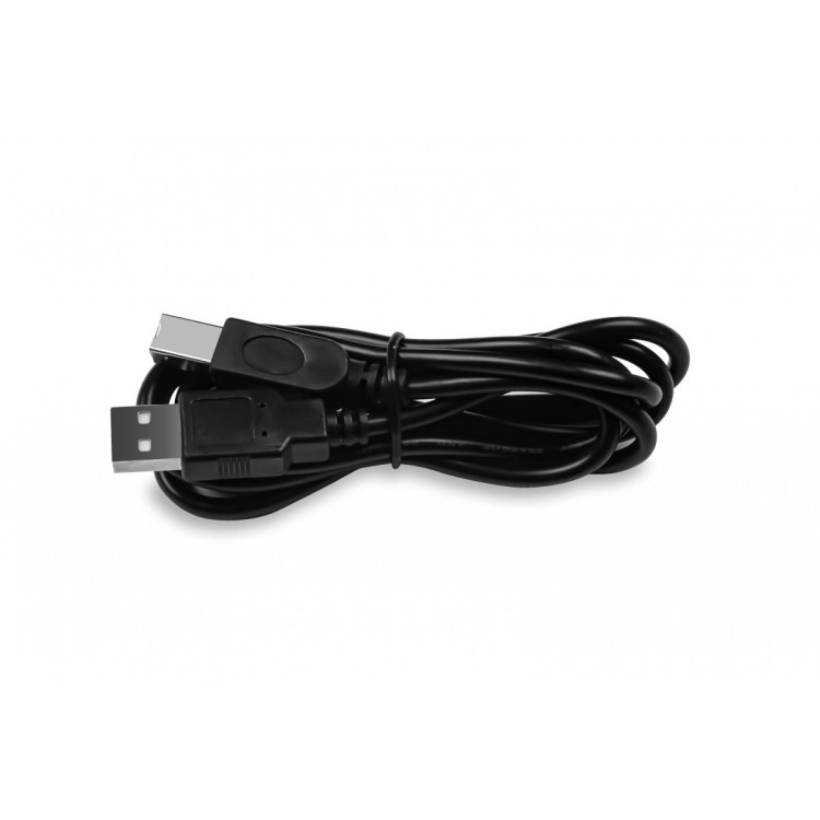 Czarny kabel USB zwinięty w pętlę