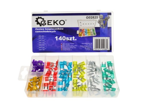Zestaw bezpieczników Geko 140 sztuk w pudełku