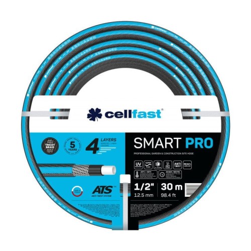 Zwinięty wąż ogrodowy Cellfast Smart Pro na opakowaniu
