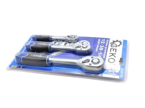 Grzechotki GEKO quick release trzy sztuki w opakowaniu blistrowym