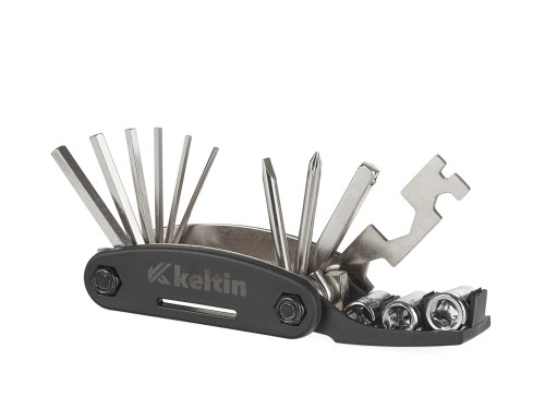 Rozłożony multitool Keltin z kluczami i bitami