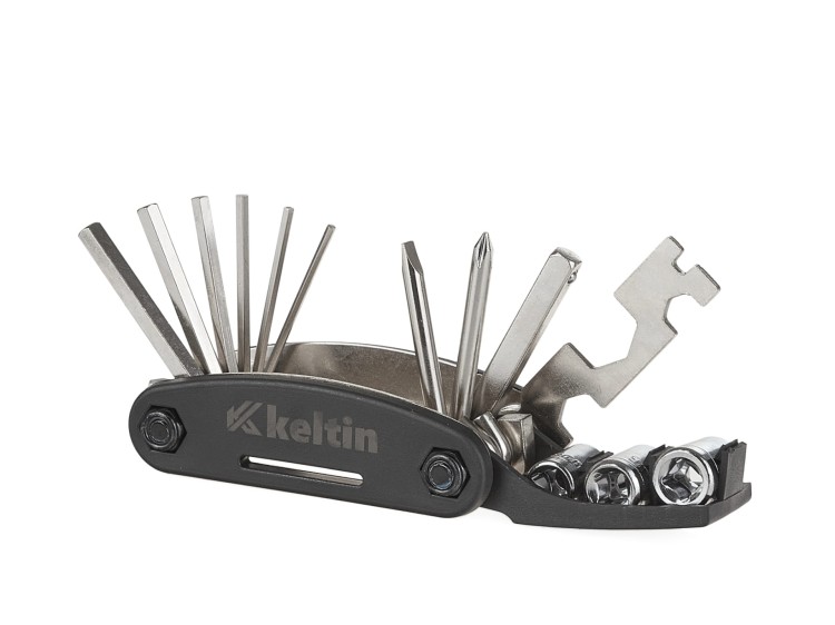Rozłożony multitool Keltin z kluczami i bitami