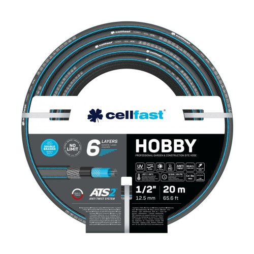 Zwinięty wąż ogrodowy Cellfast HOBBY z etykietą