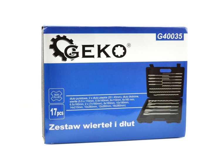 Pudełko zestawu wierteł i dłut GEKO 17 pcs