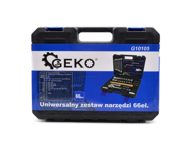 Zamknięta walizka narzędziowa Geko 66 el.