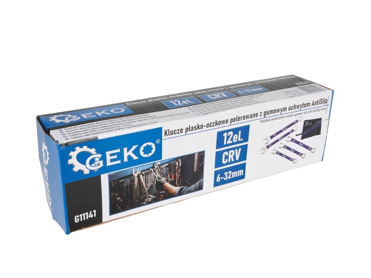 Pudełko z zestawem kluczy Geko 12el CRV 6-32mm