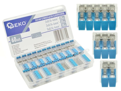 Zestaw szybkozłączek elektrycznych w plastikowym pudełku