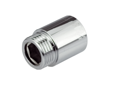 Chromowana przedłużka 20 mm z gwintem 1/2 GZ do 1/2 GW marki Goshe