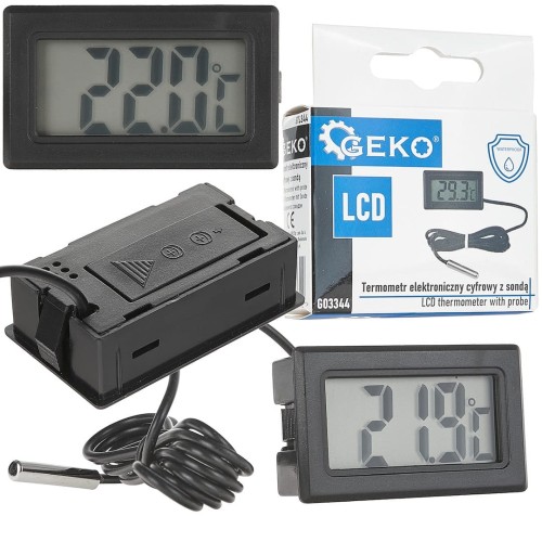 Cyfrowy termometr LCD z sondą i opakowaniem Geko