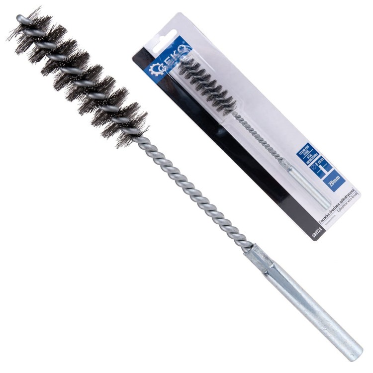 Cylindryczna szczotka druciana 20 mm z metalowym walcowym trzpieniem do wkrętarki