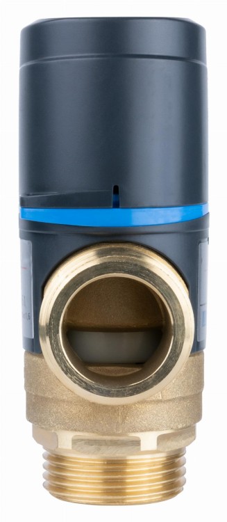 Termostatyczny zawór mieszający ATM 563 z mosiężnym korpusem i pokrętłem do regulacji temperatury 35-60°C