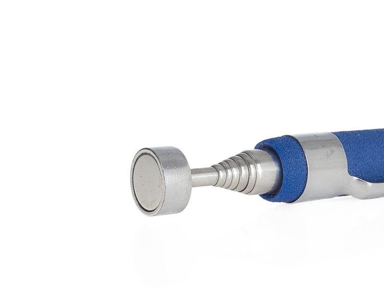 Chwytak magnetyczny teleskopowy z metalową końcówką i niebieską rączką