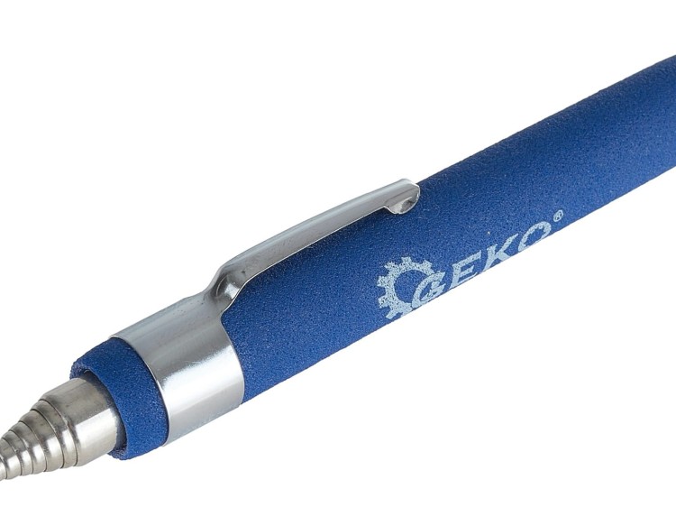 Niebieski chwytak magnetyczny teleskopowy z metalową klipsem i sprężynową końcówką