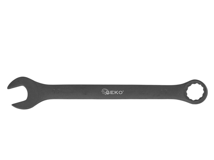 Czarny klucz płasko-oczkowy Geko z otwartym i zamkniętym końcem