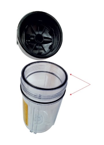 Przezroczysta obudowa korpusu filtra 10 cali BIG BLUE z gwintem 1 cal i czarną pokrywą