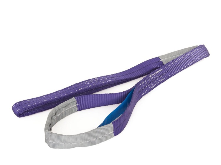Zawiesie pasowe taśmowe 1 m, 30 mm, udźwig 1Tona, poliester, kolor fioletowy z szarymi końcówkami