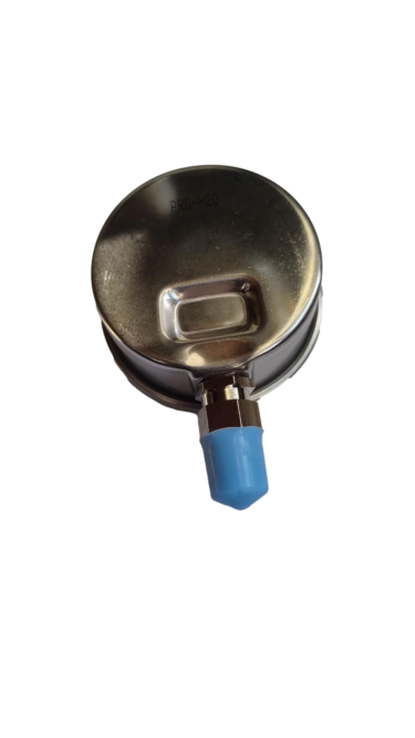 Manometr chromowany 1/4" GZ z niebieską osłoną na gwint, zakres 0-10 bar