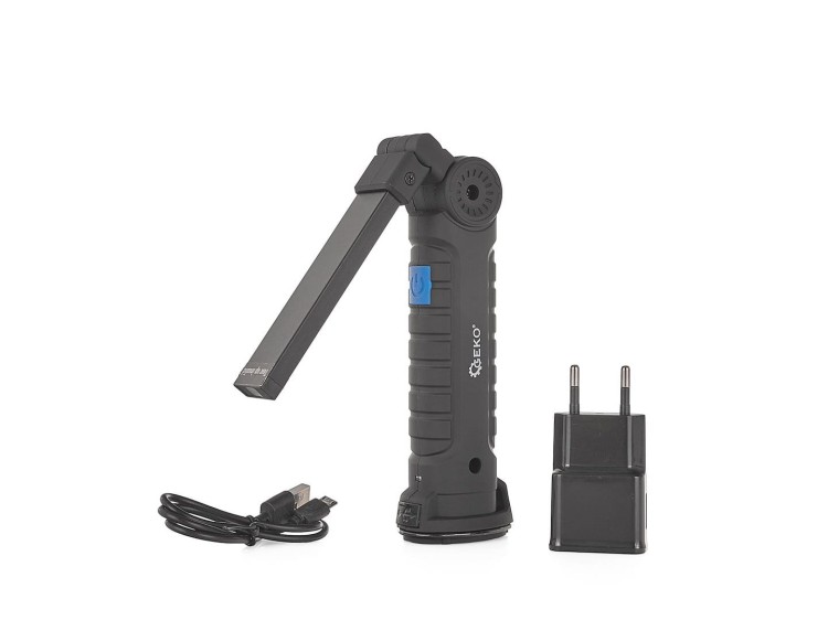 Składana lampa warsztatowa LED COB 1200mAh z pięcioma funkcjami, magnesem i hakiem, ładowarka i kabel micro USB