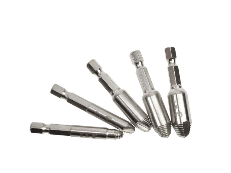 Zestaw 5 wykrętaków do zerwanych śrub HSS4341 z uchwytem HEX 1/4 marki Geko