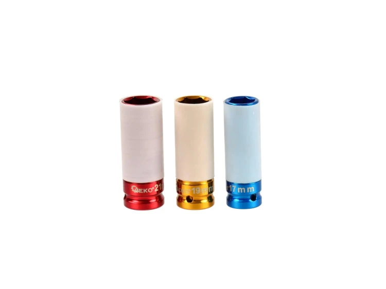 Zestaw 3 nasadek udarowych do alufelg 17, 19 i 21 mm z osłonami ochronnymi