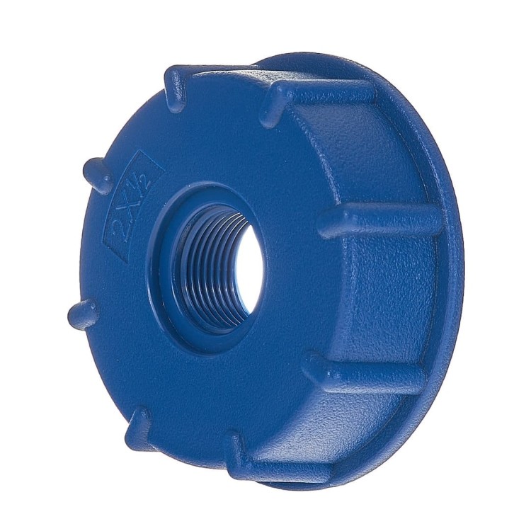 Niebieska nakrętka adaptera S60x6 z gwintem wewnętrznym 1/2 cala do pojemnika IBC Mauser