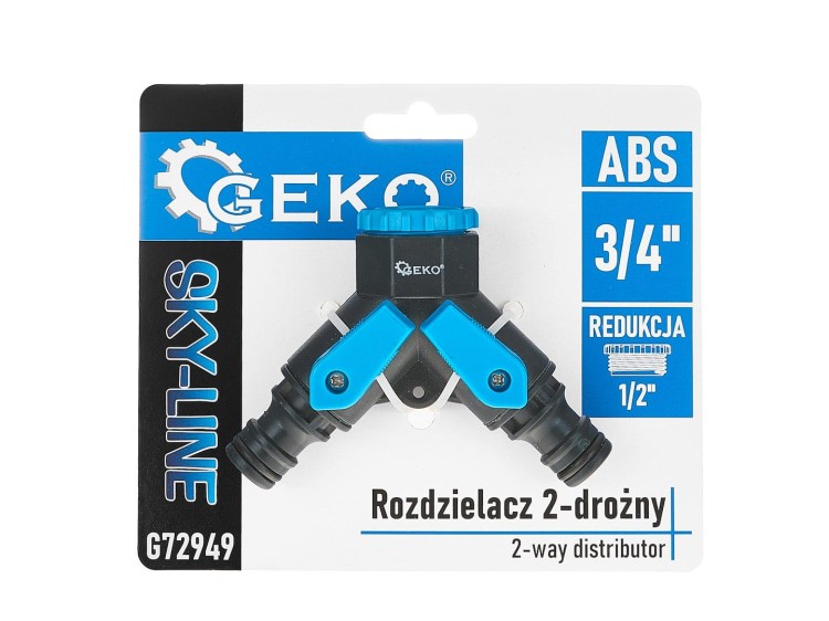 Rozdzielacz 2-drożny 3/4" z redukcją 1/2" i dwoma zaworami SKY-LINE Geko