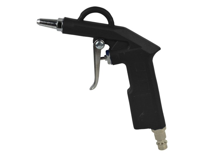 Czarny pistolet pneumatyczny do przedmuchiwania z metalową dyszą i szybkozłączką 1/4 cala