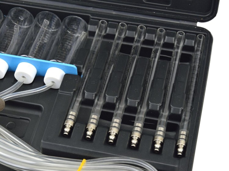 Tester do wtryskiwaczy Common Rail z sześcioma przezroczystymi menzurkami i zestawem przewodów