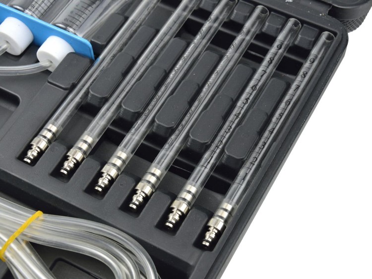 Zestaw 6 przezroczystych menzurek do testera wtryskiwaczy Common Rail z metalowymi końcówkami