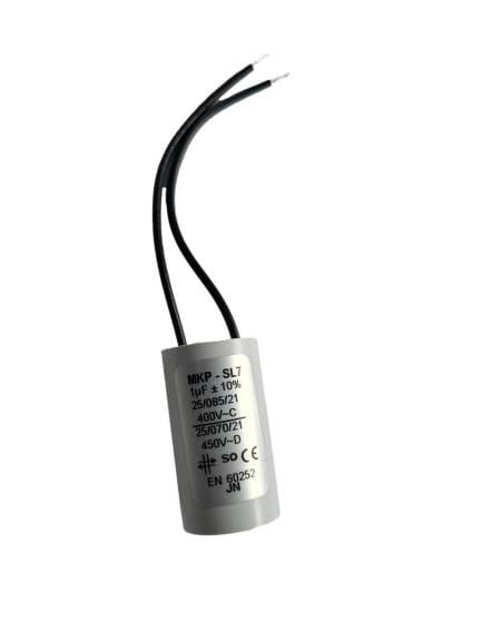 Kondensator 1 µF do wentylatora M plus M WPA 07 z czarnymi przewodami