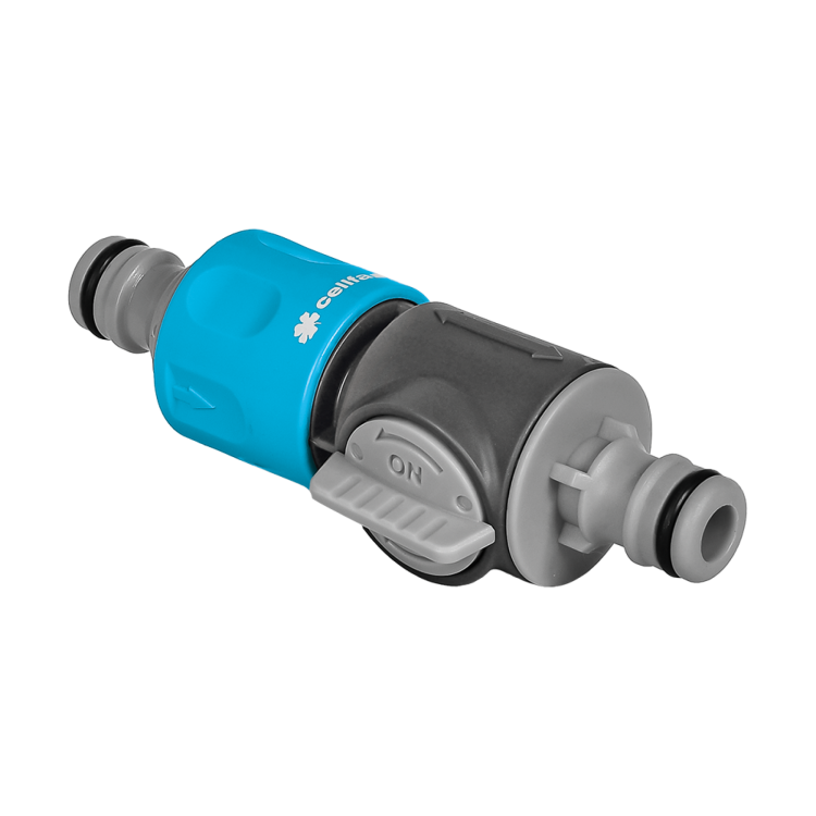 Łącznik dwójnik z zaworem ręcznym CELLPRO do węży, wytrzymały zawór kulowy Cellfast 52-335