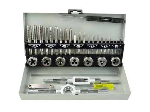 Zestaw 32 gwintowników i narzynek M3-M12 w metalowej walizce, z akcesoriami