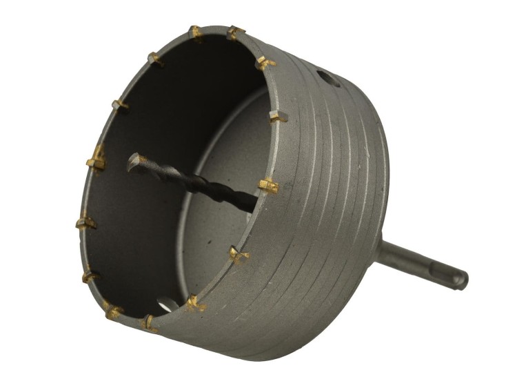 Frez korona otwornica do betonu 120 mm SDS Plus z wiertłem prowadzącym i przedłużką