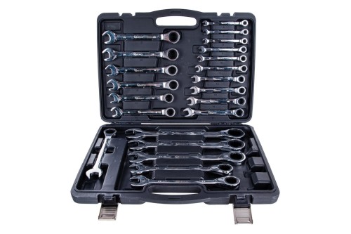 Zestaw 22 kluczy płasko-oczkowych z grzechotką 6-32 mm w plastikowej walizce