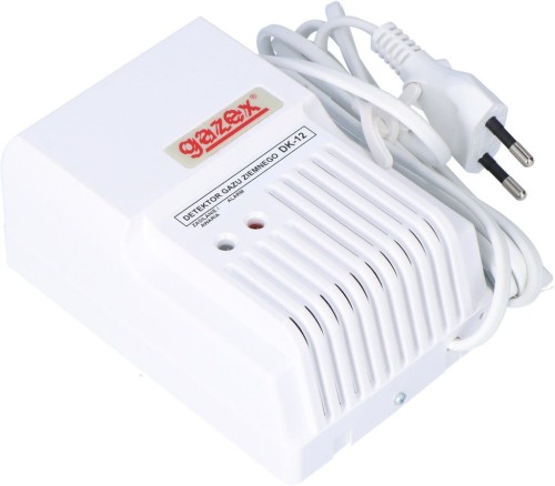 Domowy detektor gazu metanu DK-12 Gazex z białą obudową i przewodem zasilającym