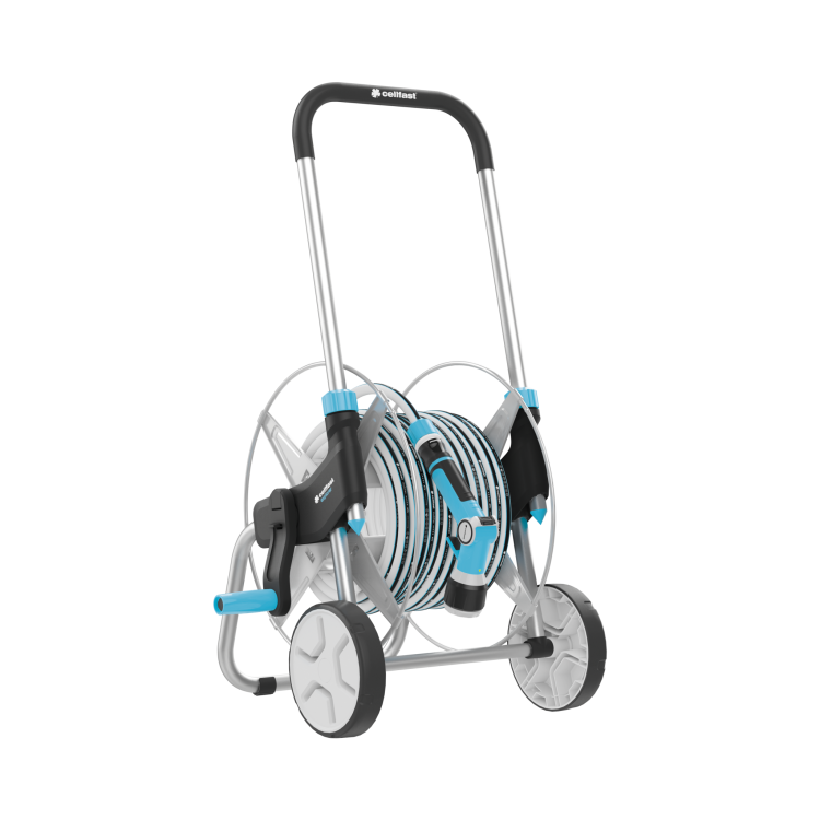 Wózek na wąż ogrodowy EXPLORER 3/4″ 20 m z uchwytem, dwoma kołami i ręcznym nawijaniem