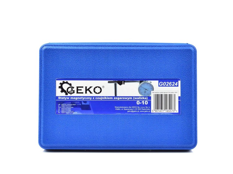 Niebieska plastikowa kaseta z logo Geko i kodem produktu G02624