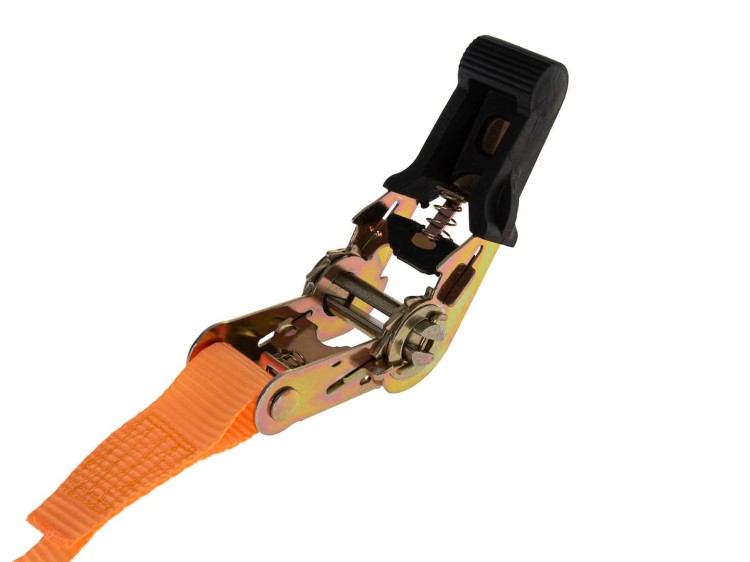 Pasy transportowe z napinaczem 4.5m, 25mm, pomarańczowe, z metalowymi hakami i klamrą