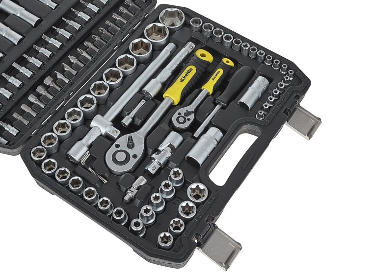 Zestaw kluczy nasadowych CrV 108 el. w walizce 1/4" i 1/2" marki Keltin
