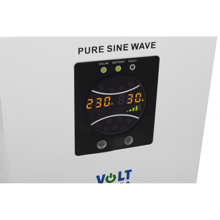Panel LCD inwertera solarnego SinusPRO 1000 S z wyświetlaczem napięcia i prądu