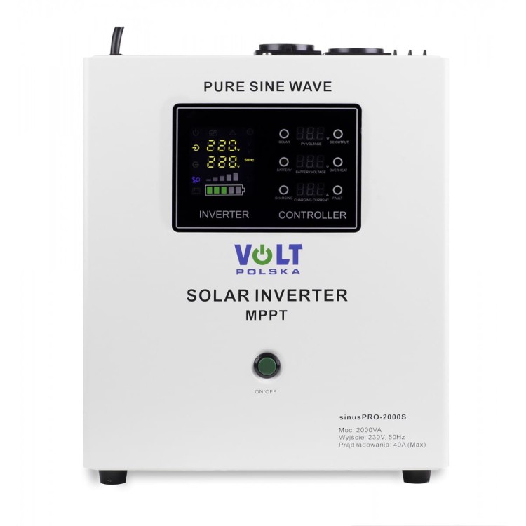 Inwerter solarny VOLT SinusPRO 2000S z wyświetlaczem LCD i panelem sterowania
