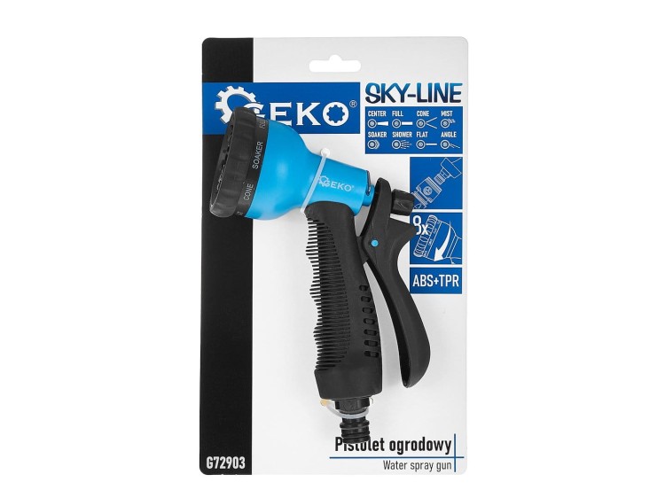 Pistolet ogrodowy SKY-LINE Geko z 8 funkcjami i gumowanym uchwytem
