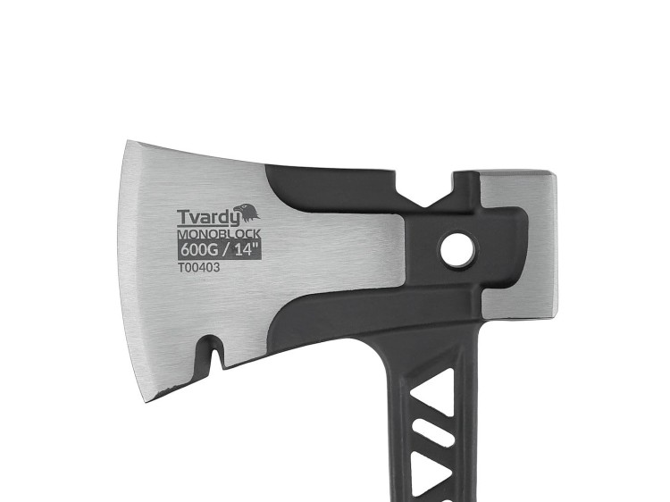 Siekiero-młot Tvardy 600g z ostrzem i perforowanym uchwytem, technologia monoblock widok/zbliżenie na sam trzon głowicy