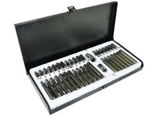 Zestaw 40 kluczy TORX, SPLINE, HEX w metalowym pudełku, różne rozmiary, stal CrV