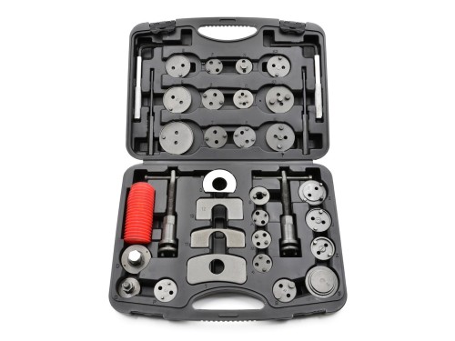 Zestaw do wyciskania tłoczków hamulcowych 35 elementów w walizce, metalowe adaptery i narzędzia