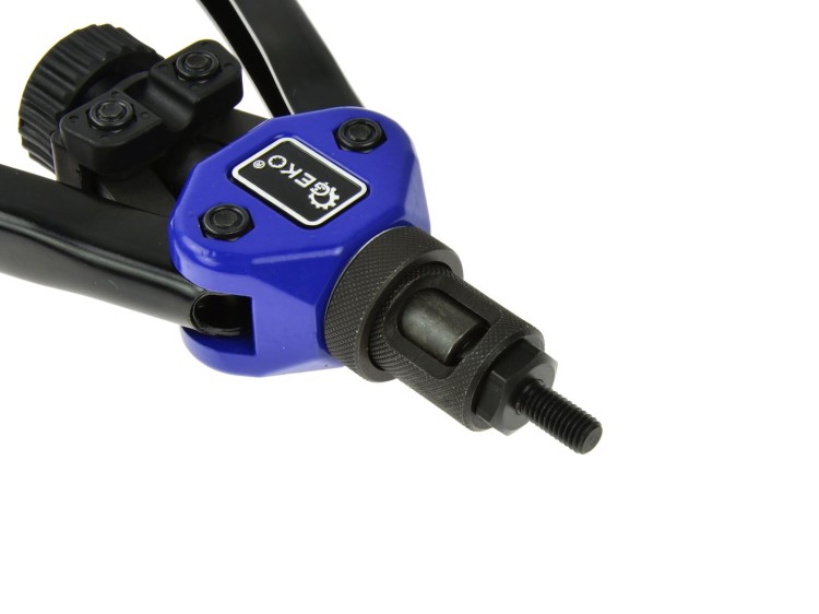 Głowica nitownicy do nitonakrętek Geko z regulacją, czarno-niebieska, rozmiar M5-M12