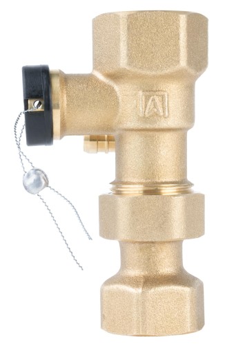 Szybkozłącze ASK mosiężne z zaworem rewizyjnym i kołpakiem, 2x GW 3/4" do naczynia wzbiorczego