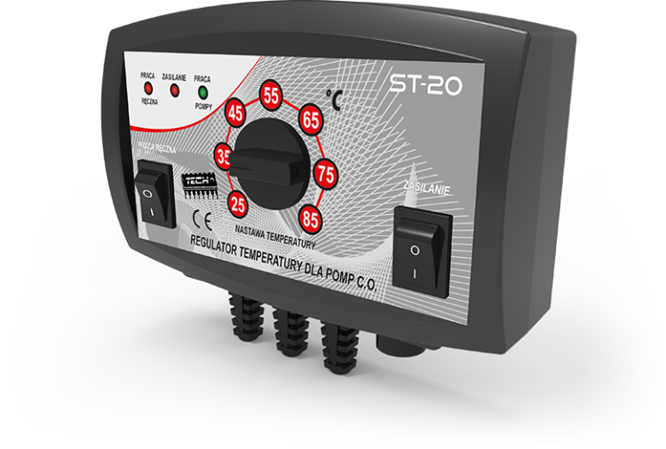 Sterownik do pomp CO ST-20 z pokrętłem do ustawiania temperatury i wskaźnikami LED