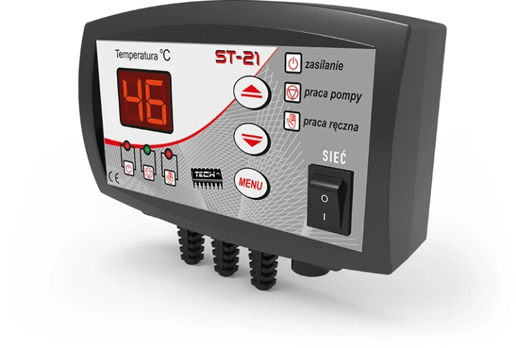 Sterownik ST-21 do pomp CO z wyświetlaczem LED i przyciskami do regulacji temperatury